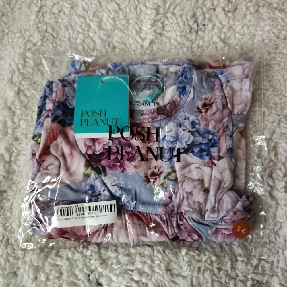 Posh Peanut Floral Ruffle Dress in Lavender Pink Blue